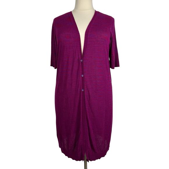 Torrid Sweater Women 3X Purple Space Dye Duster V-Neck Button Front Cardigan - Picture 2 of 15
